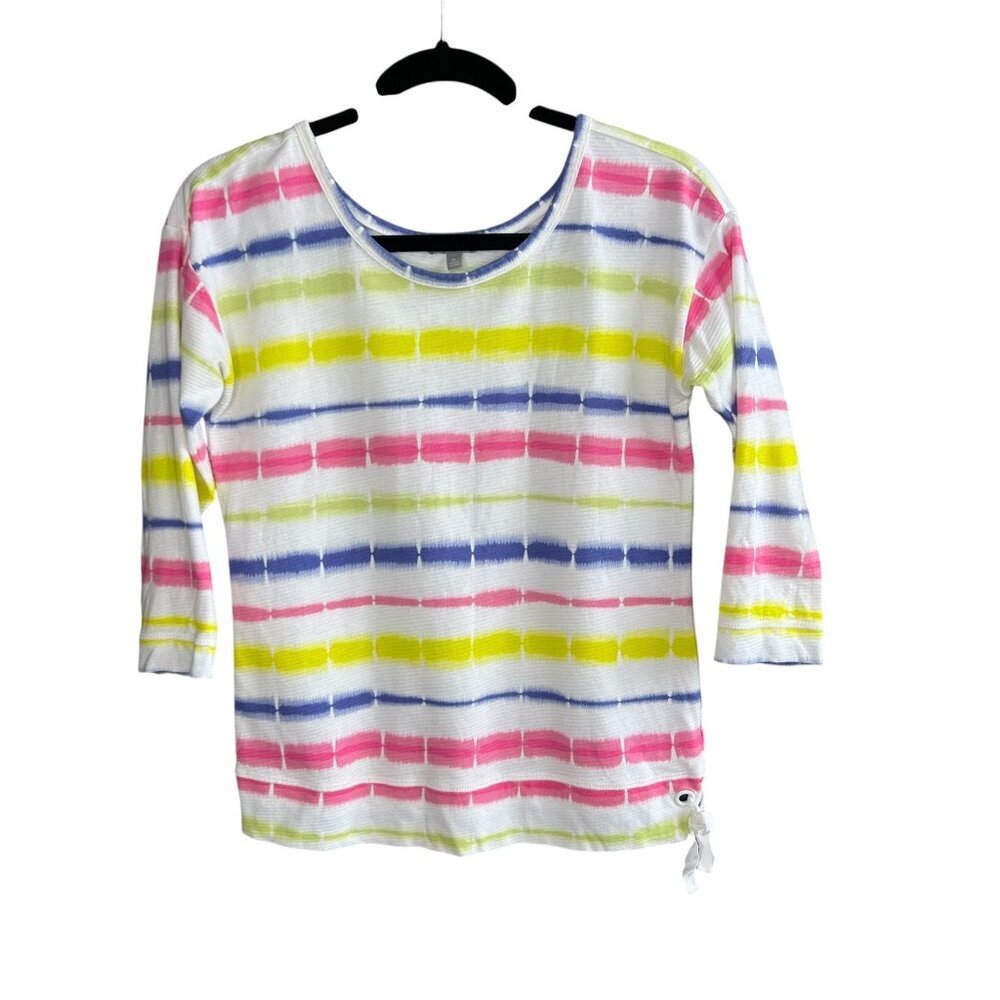 T By Talbots Colorful Variegated Stripe 3/4 Sleev… - image 2